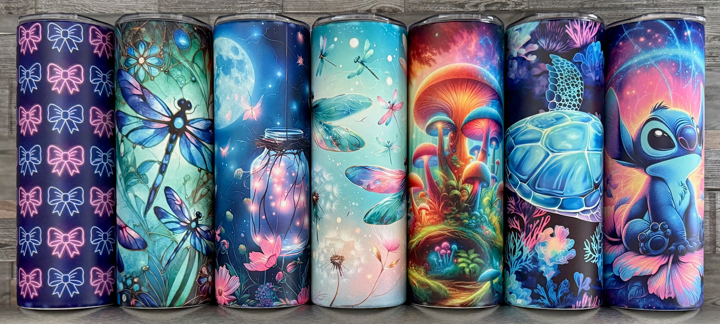 20oz decorated glow-in-the-dark stainless-steel tumbler