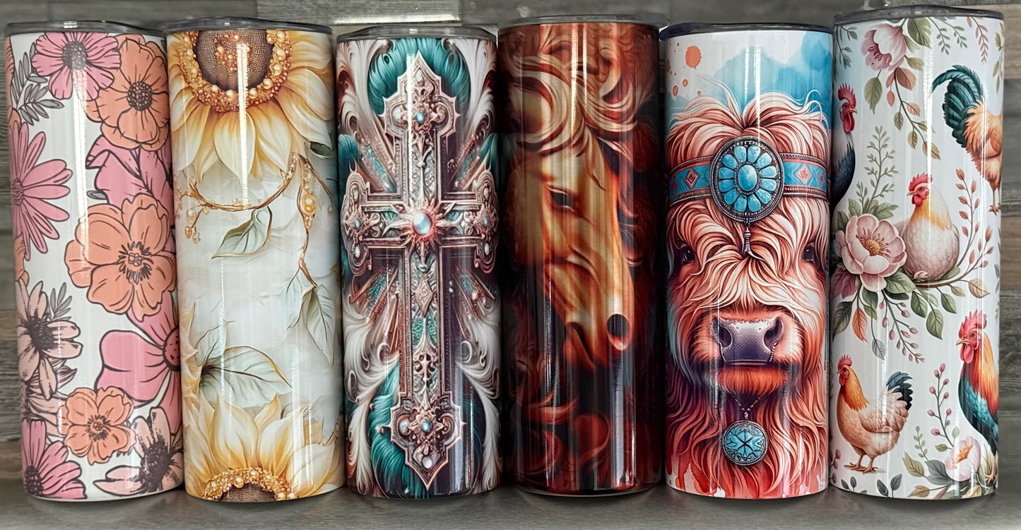 20oz decorated stainless steel tumbler